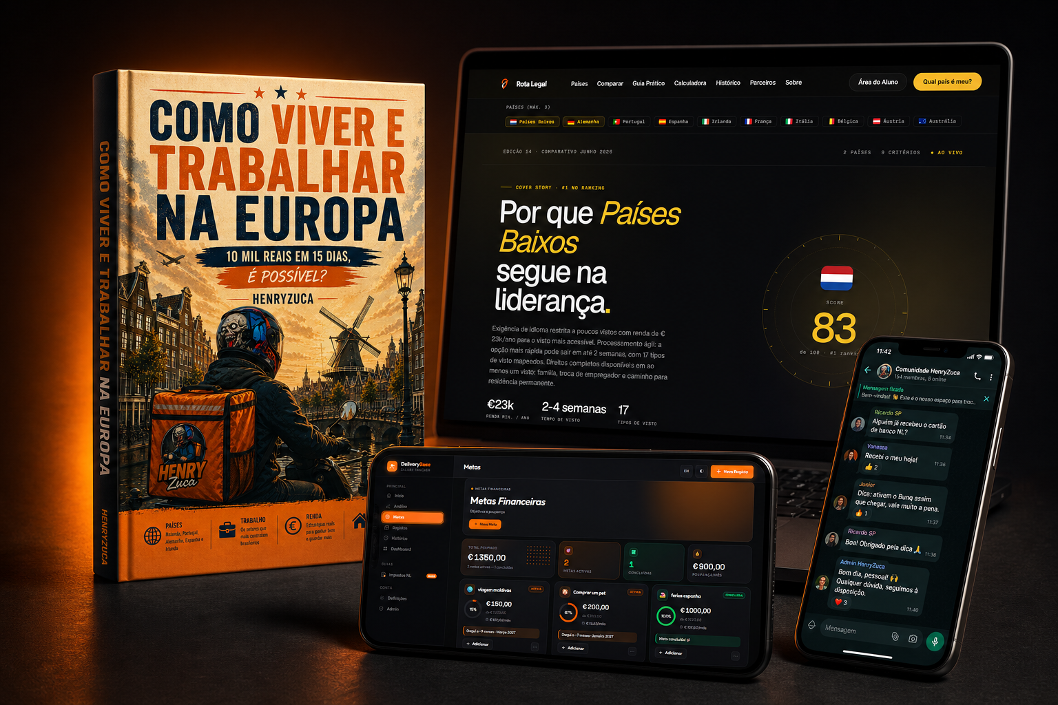 O que vem no curso: e-book, ferramentas Rota Legal e DeliveryBase e comunidade no WhatsApp